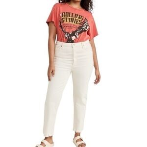 Re/Done 70s Ultra High Rise Stove Pipe Jeans In Vintage White Size 30 NWT